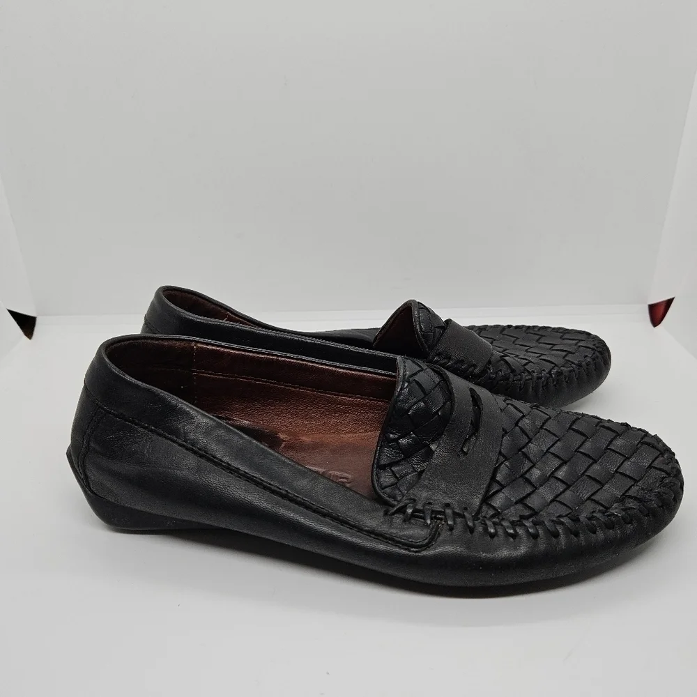 Robert Zur black leather Petra woven driving loafer 6.5M